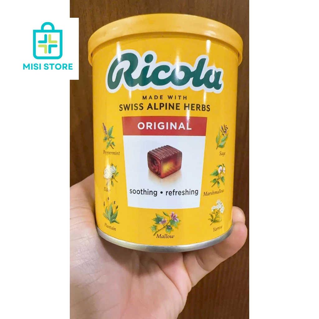 (date 2028 ) Kẹo ngậm thảo dược Ricola hộp 250g, Mẫu mới