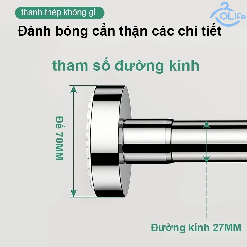 𝐎𝐥𝐢𝐟𝐞 Thanh Treo Đồ Không Cần Khoan Lỗ Thanh Treo Rèm Tắm Có Thể Mở Rộng Thanh Phơi Quần Áo Đa Năng