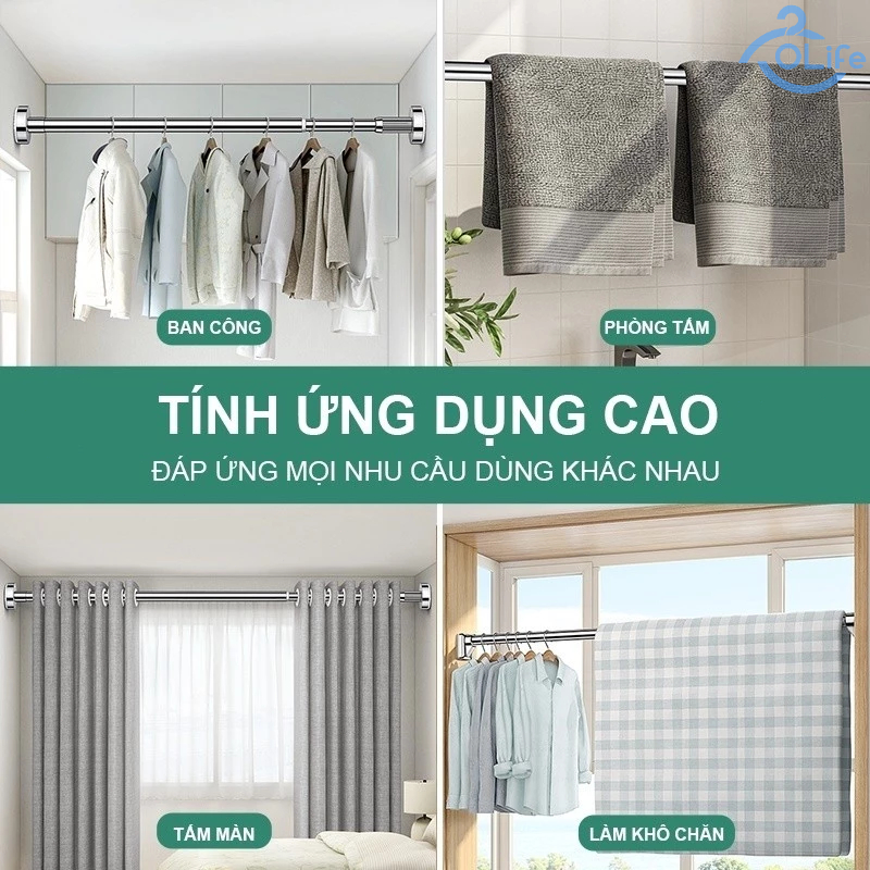 𝐎𝐥𝐢𝐟𝐞 Thanh Treo Đồ Không Cần Khoan Lỗ Thanh Treo Rèm Tắm Có Thể Mở Rộng Thanh Phơi Quần Áo Đa Năng