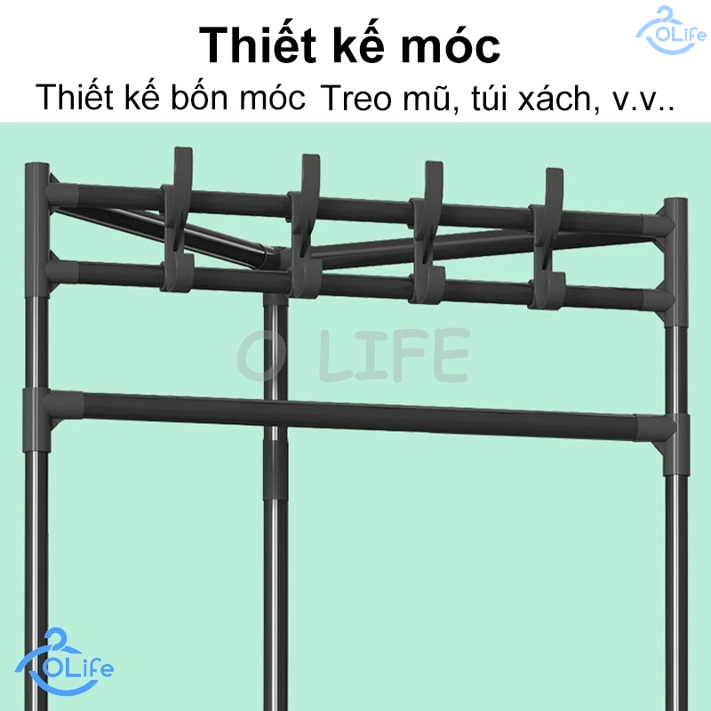 𝐎𝐥𝐢𝐟𝐞 Kệ Góc Tường Phòng Ngủ Giá Treo Áo Kệ Chữ V Đa Năng Kệ Treo Quần Áo Đen/ Trắng