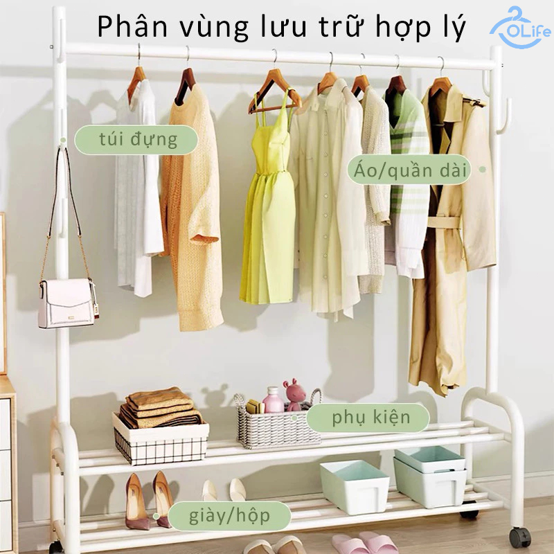 𝐎𝐥𝐢𝐟𝐞 Giá Treo Quần Áo Đa Năng Sào Phơi Đồ Loại Đơn Giản Chắc Chắn Giá Phơi Có Bánh Xe Di Chuyể