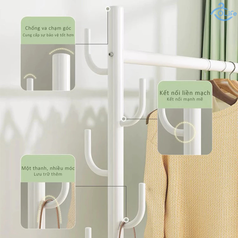 𝐎𝐥𝐢𝐟𝐞 Giá Treo Quần Áo Đa Năng Sào Phơi Đồ Loại Đơn Giản Chắc Chắn Giá Phơi Có Bánh Xe Di Chuyể