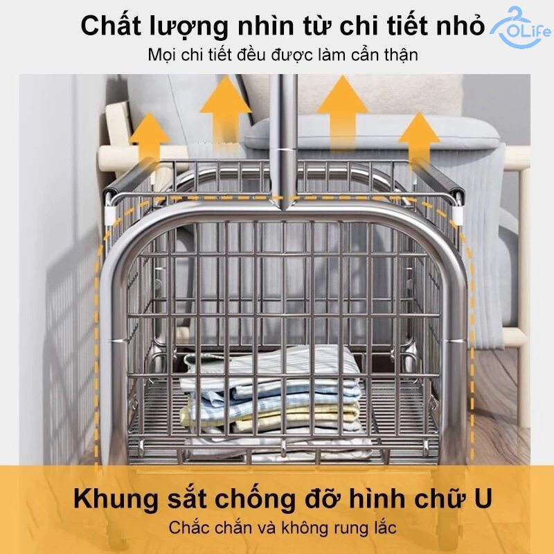 𝐎𝐥𝐢𝐟𝐞 Giá Treo Quần Áo Kèm Giỏ Đựng Đồ Mẫu Mới Giá Phơi Phẩm Chất Cao Giá Treo Quần Áo Hiện Đại