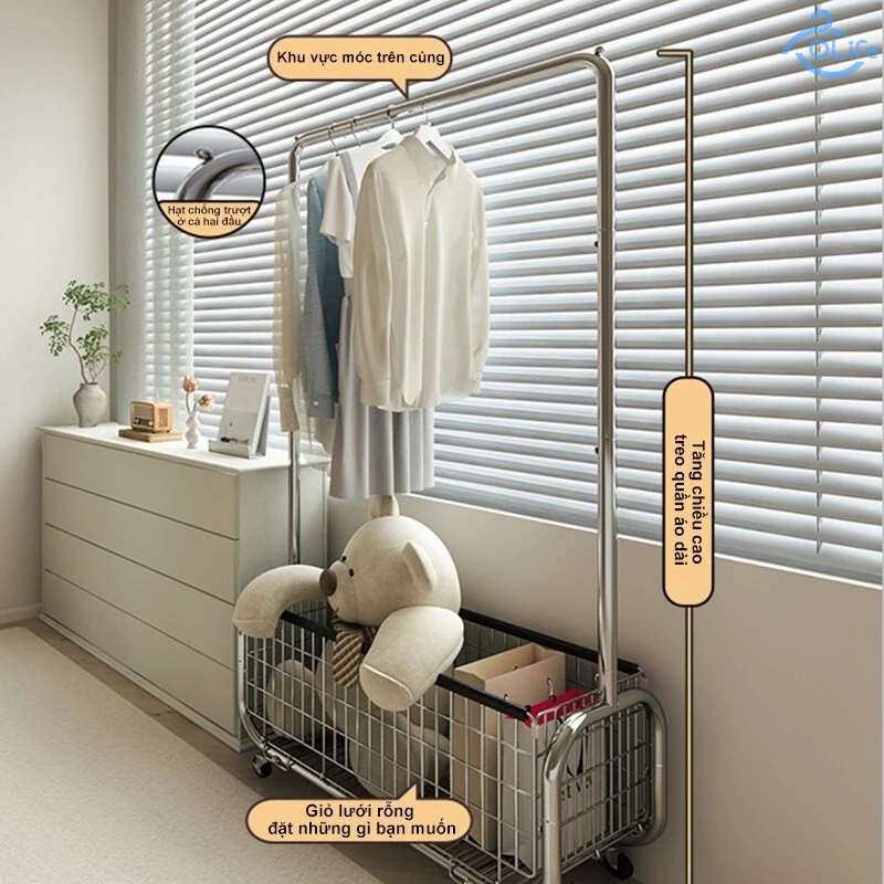 𝐎𝐥𝐢𝐟𝐞 Giá Treo Quần Áo Kèm Giỏ Đựng Đồ Mẫu Mới Giá Phơi Phẩm Chất Cao Giá Treo Quần Áo Hiện Đại
