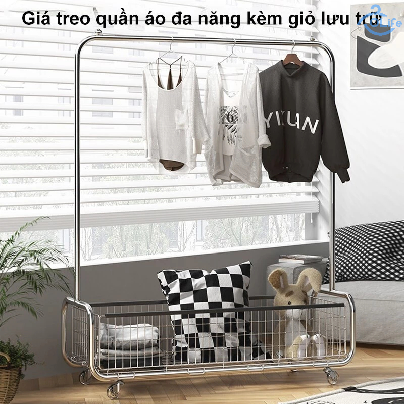 𝐎𝐥𝐢𝐟𝐞 Giá Treo Quần Áo Kèm Giỏ Đựng Đồ Mẫu Mới Giá Phơi Phẩm Chất Cao Giá Treo Quần Áo Hiện Đại