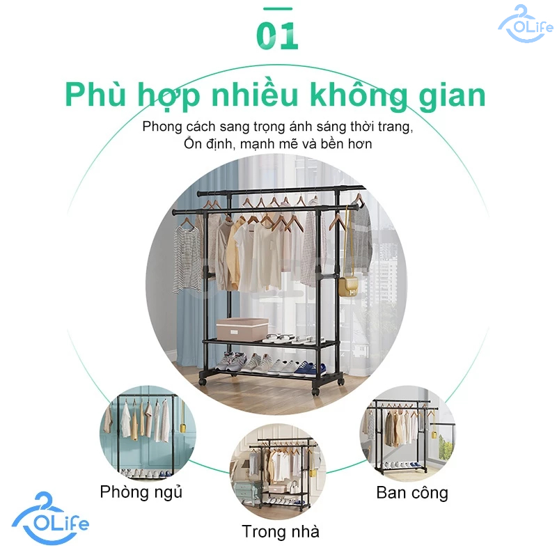 𝐎𝐥𝐢𝐟𝐞 Giá Treo Quần Áo Thép Cacbon Xào Treo Quần Áo Cao Cấp Và Bền Sào Treo Quần Áo Di Chuyển Tự Do