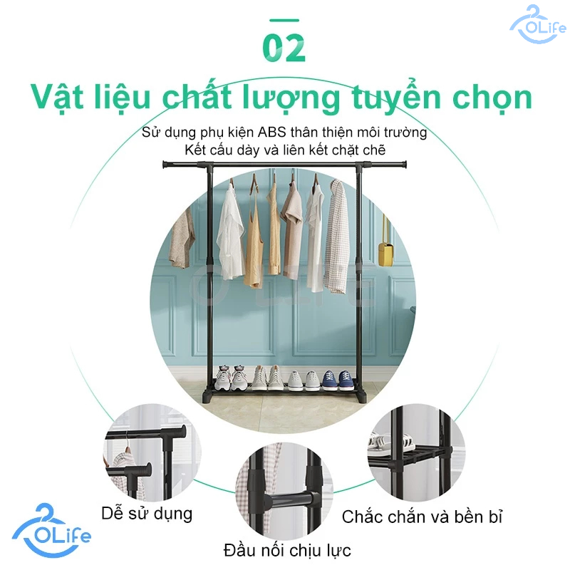 𝐎𝐥𝐢𝐟𝐞 Giá Treo Quần Áo Thép Cacbon Xào Treo Quần Áo Cao Cấp Và Bền Sào Treo Quần Áo Di Chuyển Tự Do
