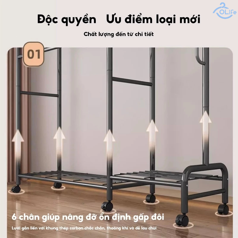 𝐎𝐥𝐢𝐟𝐞 Kệ Treo Quần Ao Phẩm Chất Cao Giá Treo Quần Áo Đa Năng Sào Phơi Đồ Loại Đơn Giản Chắc Chắn