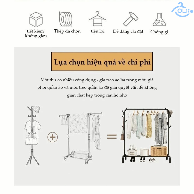 𝐎𝐥𝐢𝐟𝐞 Giá Treo Quần Áo Hiện Đại Thanh Treo Quần Áo Đa Năng Giá Treo Quần Áo Cao Cấp Thép Cac Bon