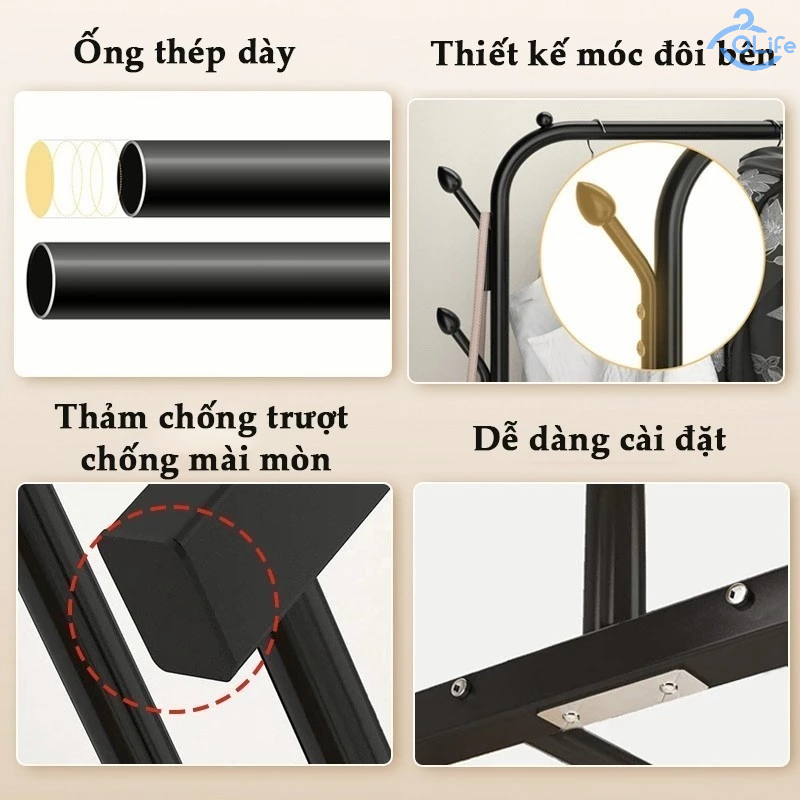𝐎𝐥𝐢𝐟𝐞 Giá Treo Quần Áo Hiện Đại Thanh Treo Quần Áo Đa Năng Giá Treo Quần Áo Cao Cấp Thép Cac Bon