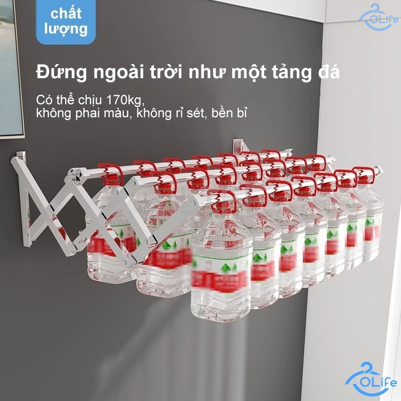 𝐎𝐥𝐢𝐟𝐞 Giàn Phơi Thông Minh Treo Tường Giá Phơi Quần Áo Gấp Gọn Sào Treo Quần Áo Inox 304