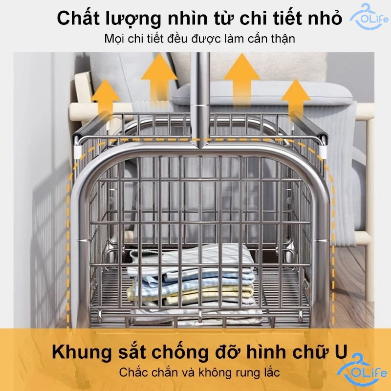 𝐎𝐥𝐢𝐟𝐞 Giá Treo Quần Áo Thể Kệ Treo Quần Áo Thời Trang Giỏ Đựng Đồ Giá Treo Đồ Có Thể Di Chuyển