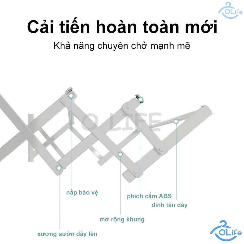 𝐎𝐥𝐢𝐟𝐞 Giàn Phơi Thông Minh Treo Tường Giá Phơi Quần Áo Gấp Gọn Sào Treo Quần Áo Inox 304