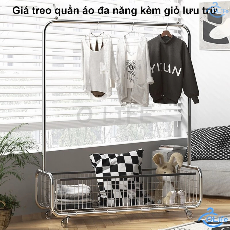 𝐎𝐥𝐢𝐟𝐞 Giá Treo Quần Áo Thể Kệ Treo Quần Áo Thời Trang Giỏ Đựng Đồ Giá Treo Đồ Có Thể Di Chuyển