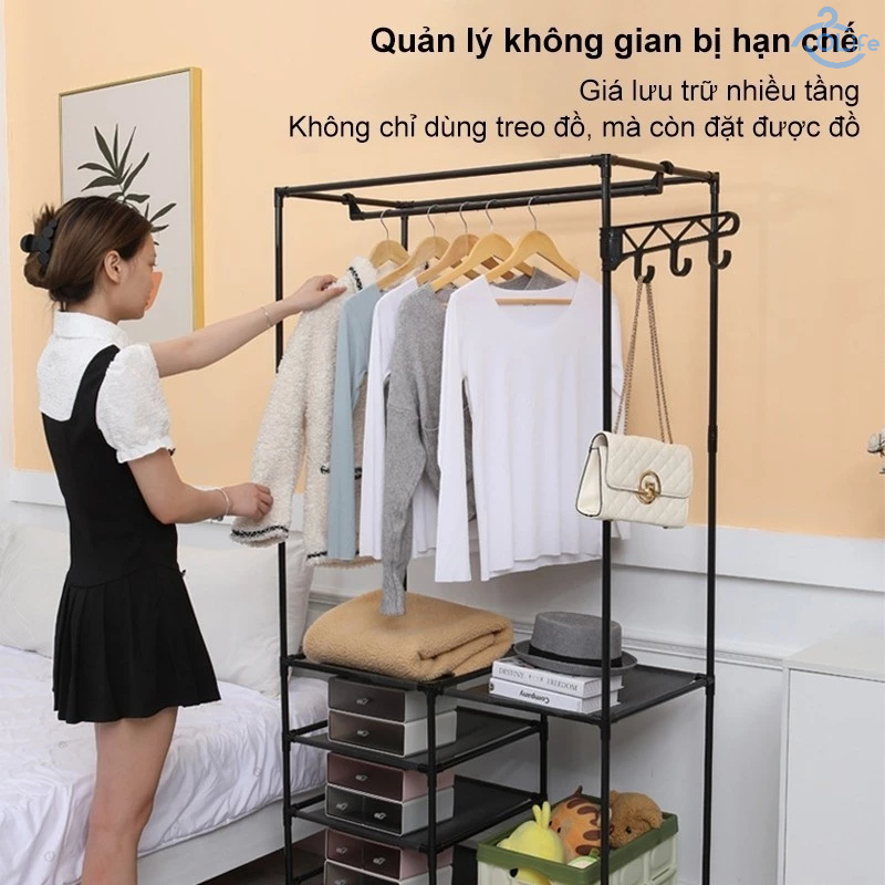 𝐎𝐥𝐢𝐟𝐞 Kệ Tích Hợp Đa Năng Giá Treo Áo Phòng Ngủ Giá Treo Quần Áo Chắc Chắn Tiện Lợi