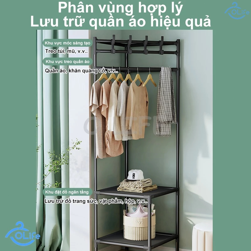 𝐎𝐥𝐢𝐟𝐞 Kệ Góc Tường Phòng Ngủ Giá Treo Áo Kệ Chữ V Đa Năng Kệ Treo Quần Áo Đen/ Trắng