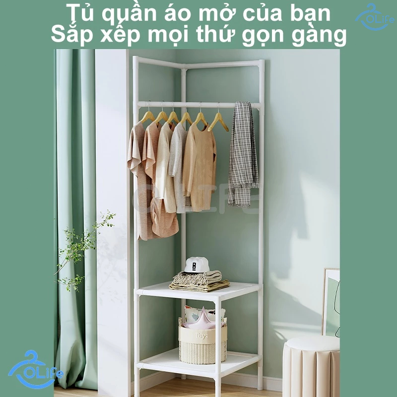 𝐎𝐥𝐢𝐟𝐞 Kệ Góc Tường Phòng Ngủ Giá Treo Áo Kệ Chữ V Đa Năng Kệ Treo Quần Áo Đen/ Trắng