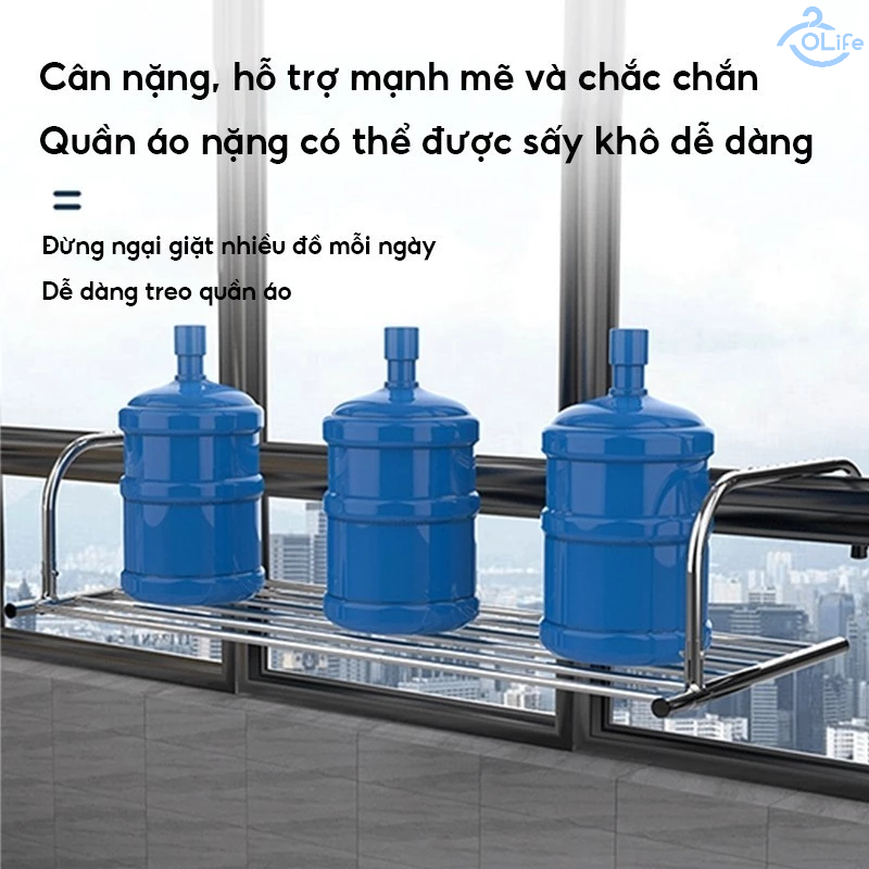 𝐎𝐥𝐢𝐟𝐞 Cây Treo Đồ Inox Giá Treo Ban Công Điều Chỉnh Được Thông Giá Treo Quần Áo Không Cần Đục Lỗ