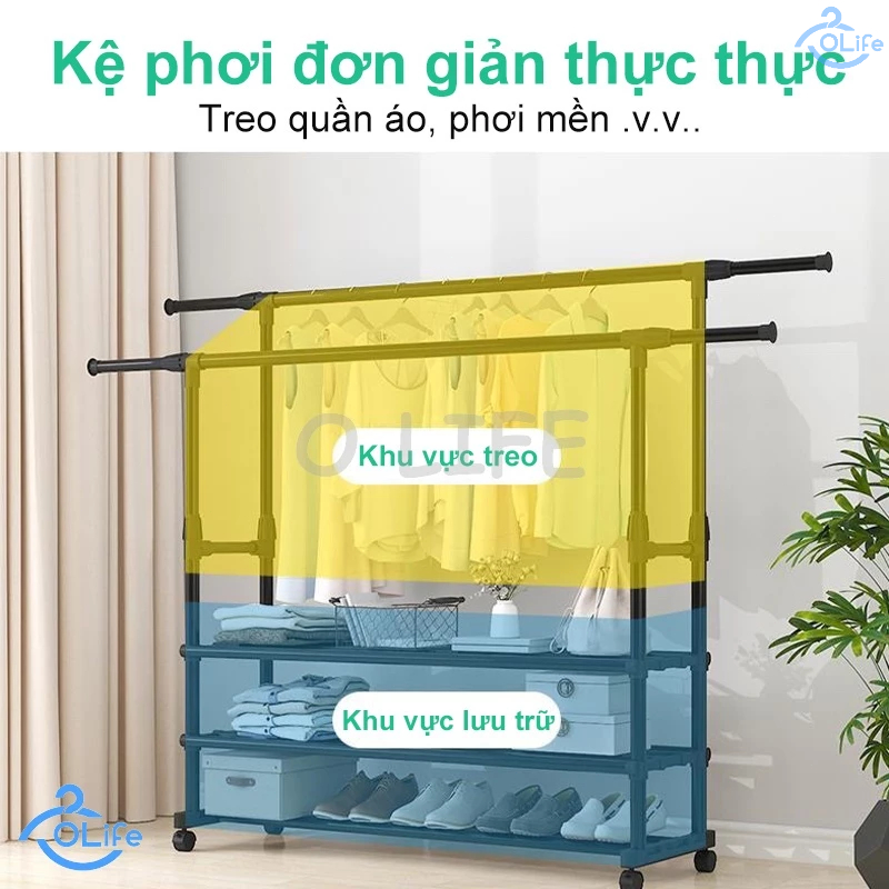 𝐎𝐥𝐢𝐟𝐞 Giá Treo Quần Áo Thép Cacbon Xào Treo Quần Áo Cao Cấp Và Bền Sào Treo Quần Áo Di Chuyển Tự Do