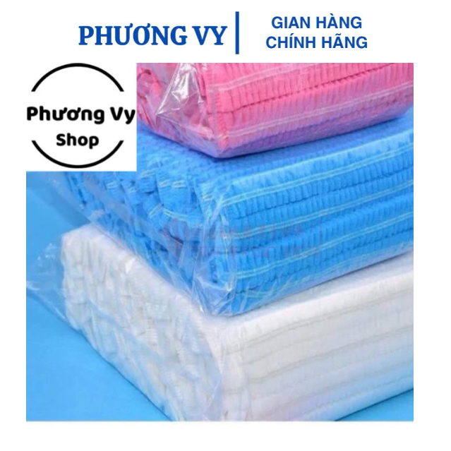 Mũ nón trùm y tế con sâu loại 2 chun đẹp bịch 100 chiếc( Mũ con sâu dùng 1 lần)