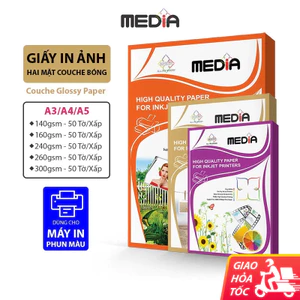 Giấy in ảnh Media hai mặt couche bóng A3/A4/A5 giấy in media màu giấy ảnh 2 mặt couche glossy paper