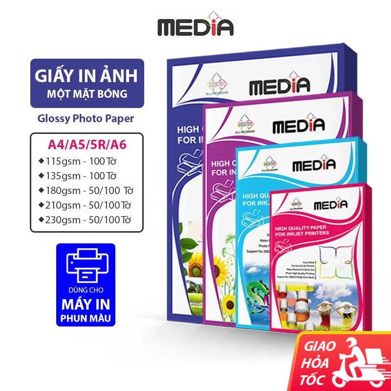 Giấy in ảnh Media một mặt bóng A3/A4/A5/5R/A6 giấy ảnh giấy in màu glossy photo paper giấy in media