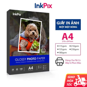 Giấy in ảnh A4 InkPix 1 mặt bóng 21x30 100 tờ 50/25 tờ Glossy photo paper giấy ảnh giấy in màu