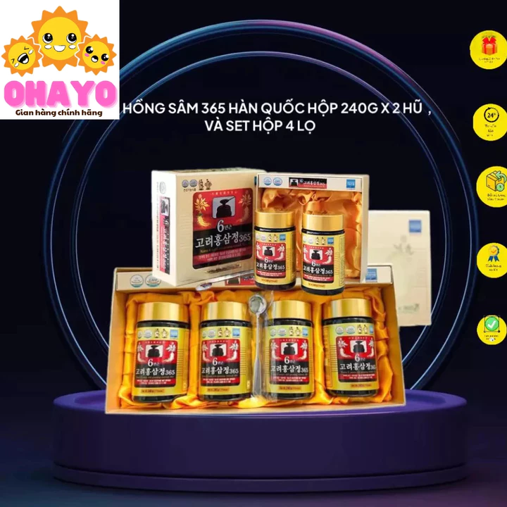 Cao Hồng Sâm 365 samsung set 2 lọ và 4 lọ ,hồng sâm 6 năm tuổi kết hợp với mật ong- Hàn Quốc,hàng chính hãng ohayo