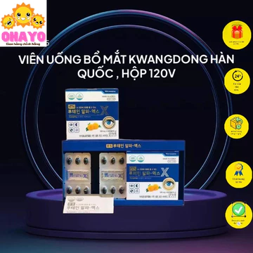 Viên Uống Bổ Mắt Kwangdong Hàn Quốc, Hộp 120 Viên, vitamin A chống khô mắt,làm sáng mắt, Bảo Vệ Sức Khỏe Đôi Mắt OHAYO