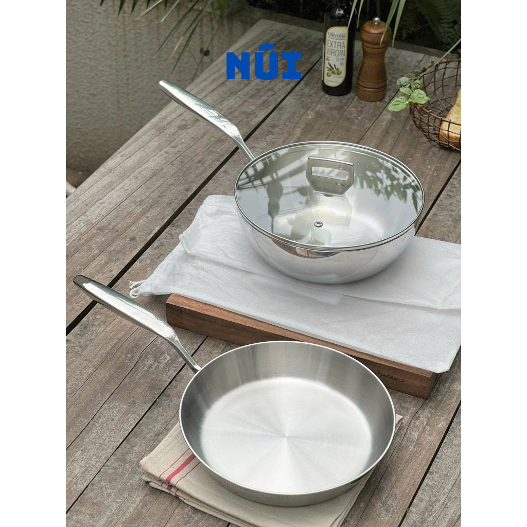Chảo inox 316 đúc nguyên khối Kaiyo Chảo inox 5 lớp đáy từ size 20, 24 ...