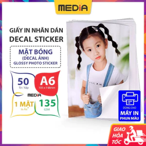 Giấy In Màu Nhãn Dán Media Mặt Bóng (Glossy) A6 (10.5 x 14.8cm) 135gsm 50 Tờ Giấy In Sticker Màu