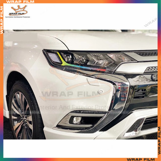 Decal dán đèn Mitsubishi Outlander , tem dán logo ( 1 cặp) - Decal đổi màu không phai màu không để lại keo