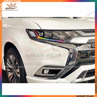 Decal dán đèn Mitsubishi Outlander , tem dán logo ( 1 cặp) - Decal đổi màu không phai màu không để lại keo
