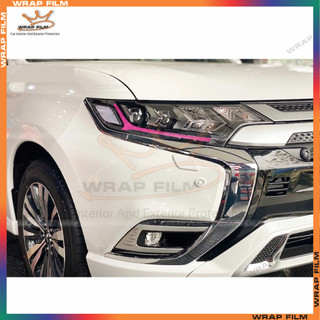 Decal dán đèn Mitsubishi Outlander , tem dán logo ( 1 cặp) - Decal đổi màu không phai màu không để lại keo