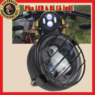 Combo đèn pha led 4 bi câu kèm lưới hoặc pat gắn đèn cho xe máy đô PG1 Cafe racer Win Gn125 Cg125