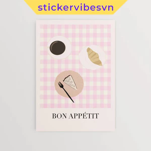 Tranh dán tường fomex, French breakfast print, pastel kitchen, sweet pastry, có sẵn keo dán 2 mặt ,nhận in theo yêu cầu