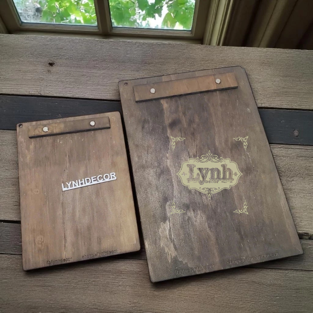 Menu gỗ size A4/A5 kẹp giấy cho Quán cafe, Nhà hàng( có in menu giấy) - LynhDecor Miễn phí Khắc LOGO