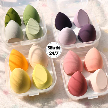 Hộp 4 Mút Trang Điểm, Mút Tán Kem Nền, Mút Trang Điểm 2 đầu Chuyên Nghiệp Mềm Mịn 88823
