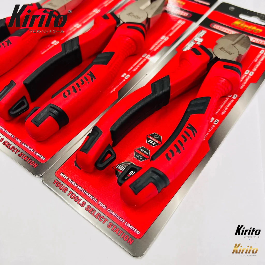 Bộ Kìm Kirito 3 Món Đa Năng Cho Thợ Điện Thép CR-V Bền Bỉ - Cắt, Uốn, Gắp - Kìm Đỏ Đen