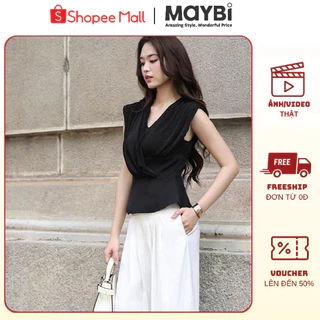 Áo peplum thun ướt đắp nhún kiểu MAYBI