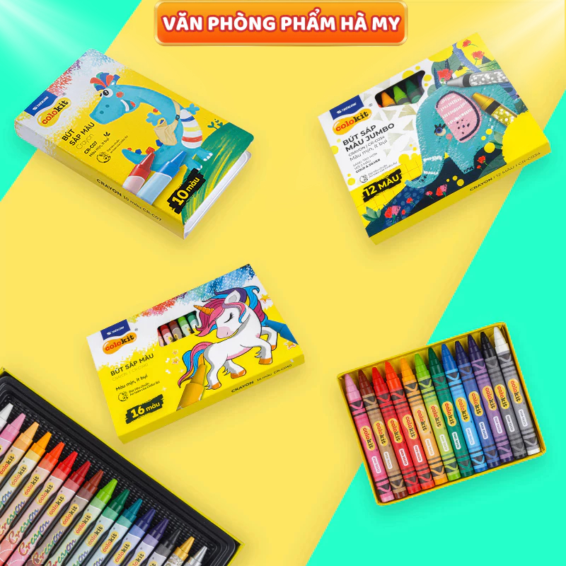 Bút Sáp màu Thiên Long Colokit 10/12/16/18/24 màu mịn tươi sáng, a dạng mẫu mã, an toàn cho bé