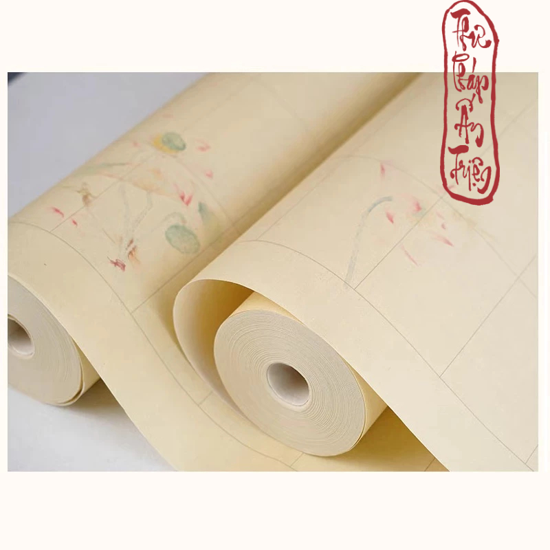 10 Mét Giấy Xuyến Chỉ Kẻ Ô Hoa Sen Luyện Chữ Thư Pháp Phù Hợp Viết Thể Chữ Triện Thư