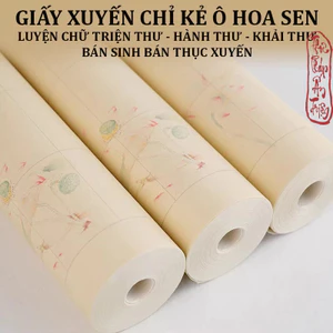 10 Mét Giấy Xuyến Chỉ Kẻ Ô Hoa Sen Luyện Chữ Thư Pháp Phù Hợp Viết Thể Chữ Triện Thư
