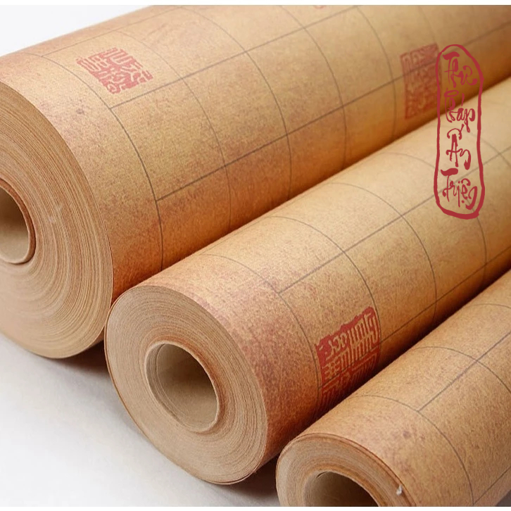 10 Mét Giấy Xuyến Chỉ Kẻ Ô Ấn Chương Đồ Lan Đình Tự Luyện Chữ Thư Pháp Hán Việt
