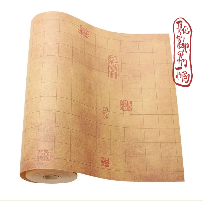 10 Mét Giấy Xuyến Chỉ Kẻ Ô Ấn Chương Đồ Lan Đình Tự Luyện Chữ Thư Pháp Hán Việt