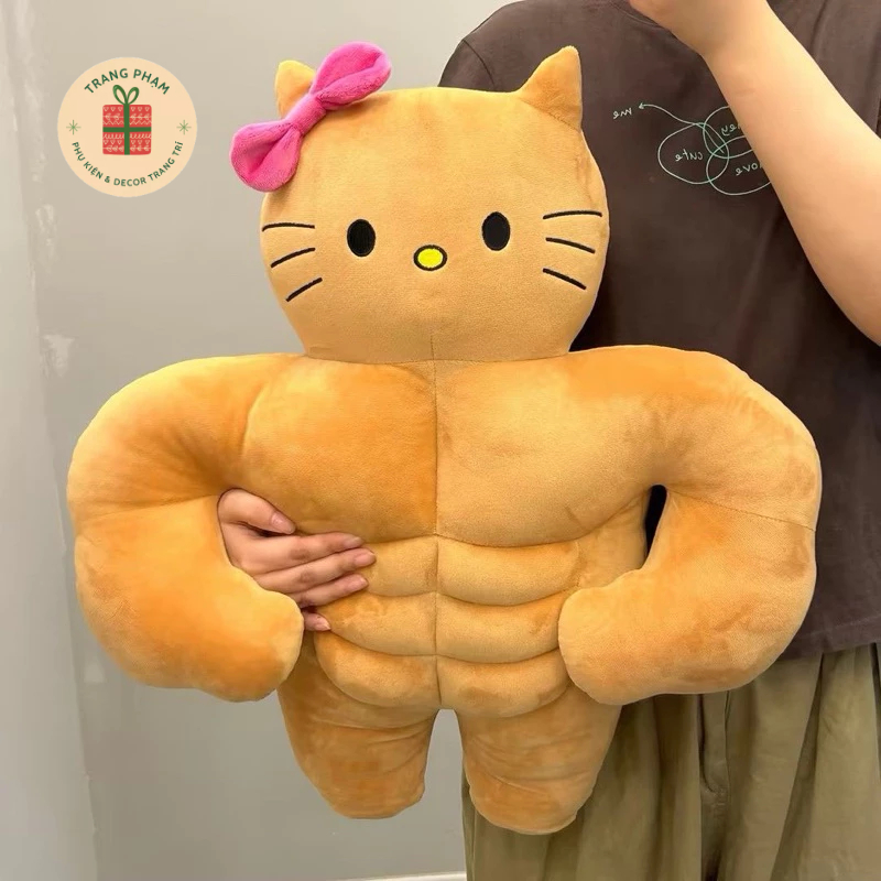 (LOẠI TO) Hello Kitty lực sĩ size 60cm, mèo hello kitty cơ bắp 6 múi ...