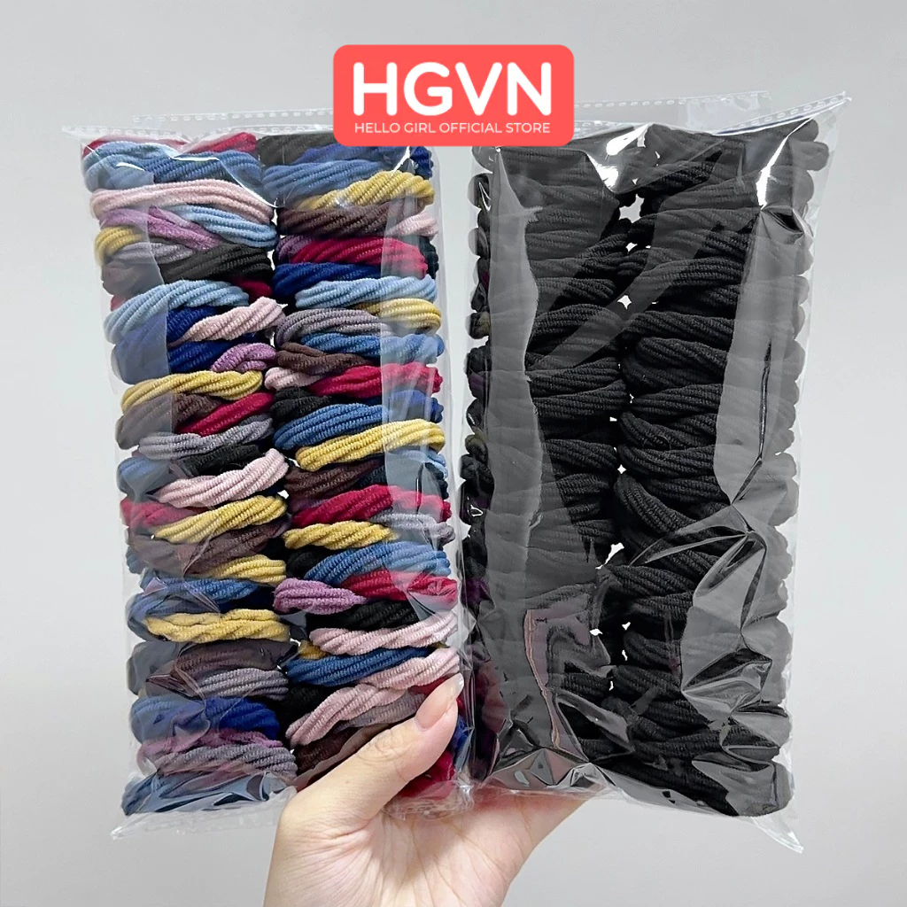 Túi 100 Chun Buộc Tóc Hàn Quốc Hình Sóng Vân Karo Hiện Đại Sợi Thun Lưới Bản To Cao Cấp Nhiều Mầu hàn Quốc Chọn Mẫu HGVN