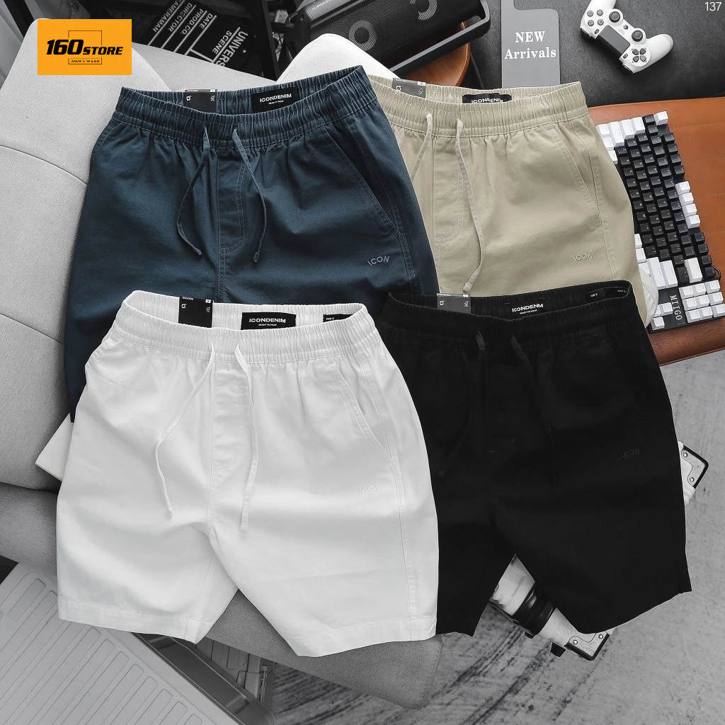 Quần Short Nam Kaki ICON DENIM Fabric Lưng Thun Thoải Mái Chất Dày Dặn - QSID0137