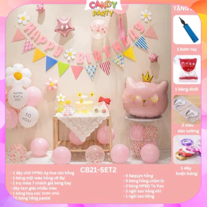 Combo Set Bóng Bay Trang Trí Sinh Nhật, Trang Trí Thôi Nôi Cho Bé Trai Bé Gái Tuổi Mèo Tặng Đủ Đồ, Phụ Kiện SK6