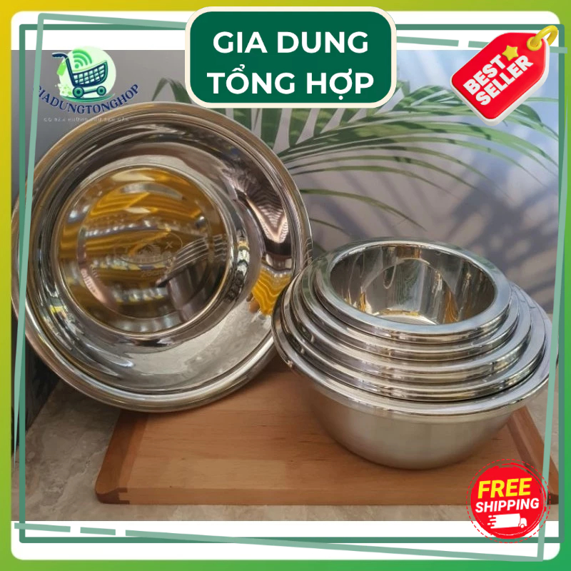 Thau INOX Cao Cấp Sâu Lòng Dày Dặn Size Từ 16cm,18cm,20cm,22cm,24cm ...